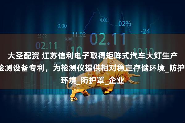 大圣配资 江苏信利电子取得矩阵式汽车大灯生产用质量检测设备专利，为检测仪提供相对稳定存储环境_防护罩_企业